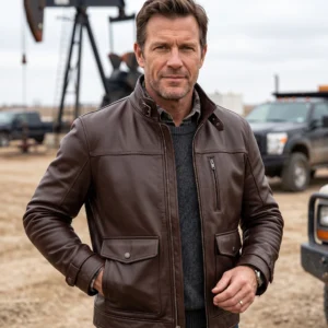 Tommy Norris Inspired Landman Dark Brown Leather Jacket