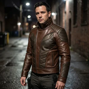 Men's Brown Watchmen Nite Owl Inspired Leather Jacket