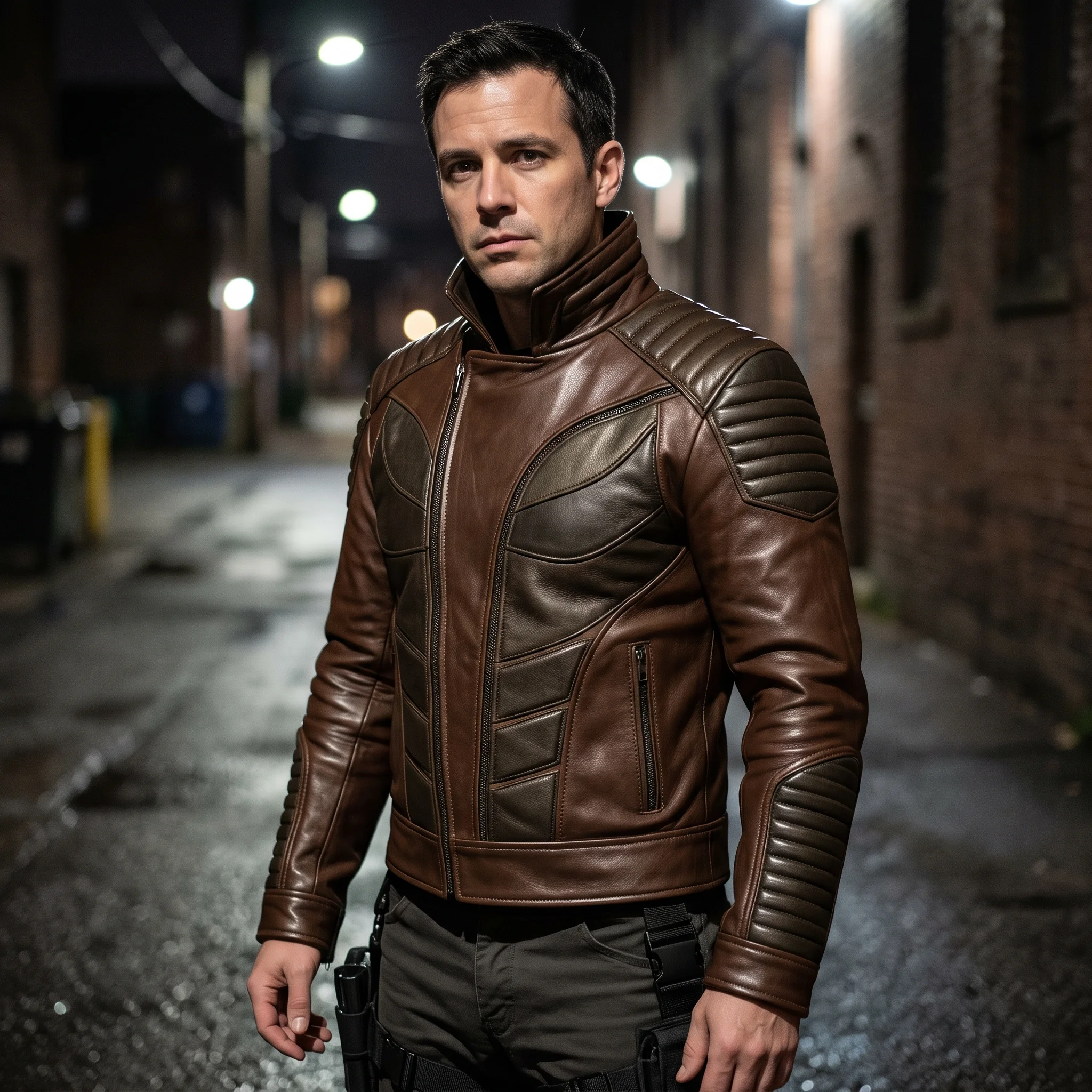 Men's Brown Watchmen Nite Owl Inspired Leather Jacket