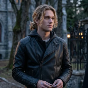 Xavier Thorpe Inspired Wednesday Black Biker Leather Jacket