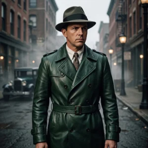 The Untouchables Eliot Ness Inspired Green Leather Trench Coat