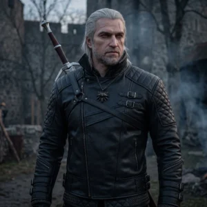 The Witcher Inspired Geralt Black Biker Leather Jacket