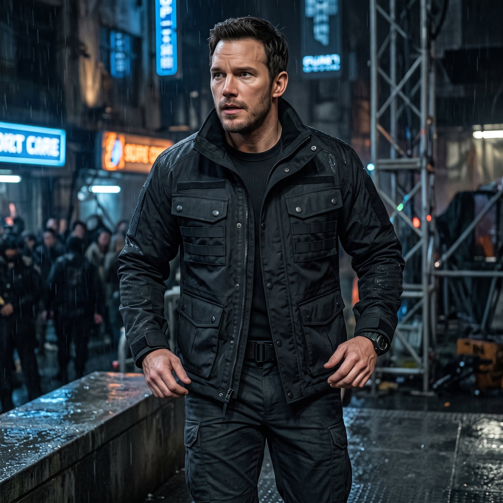 The Running Man 2026 Inspired Black Tactical Cotton Jacket