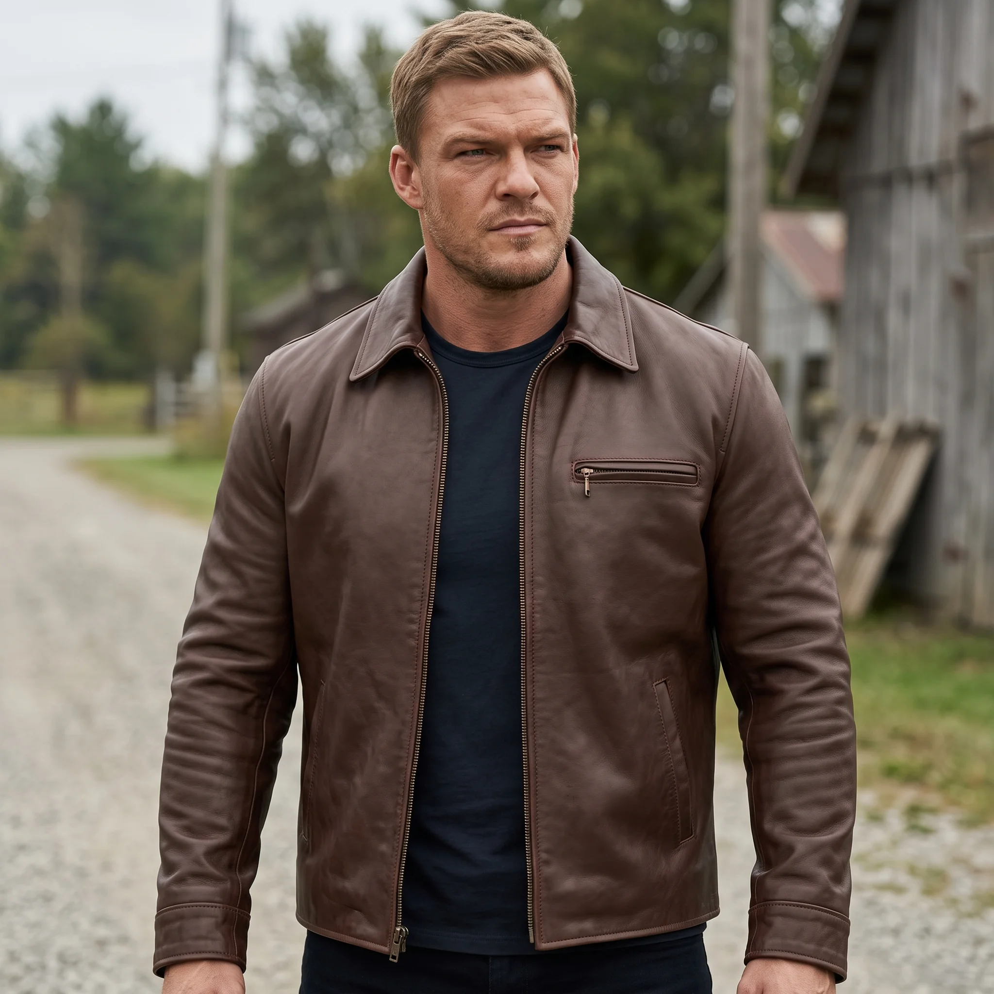 Jack Reacher Inspired Brown Leather Jacket