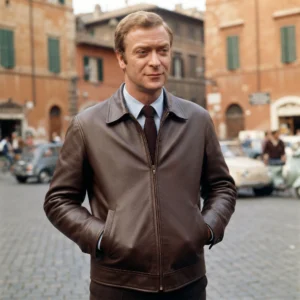 Charlie Croker Brown Leather Jacket Movie-Inspired Vintage Outerwear