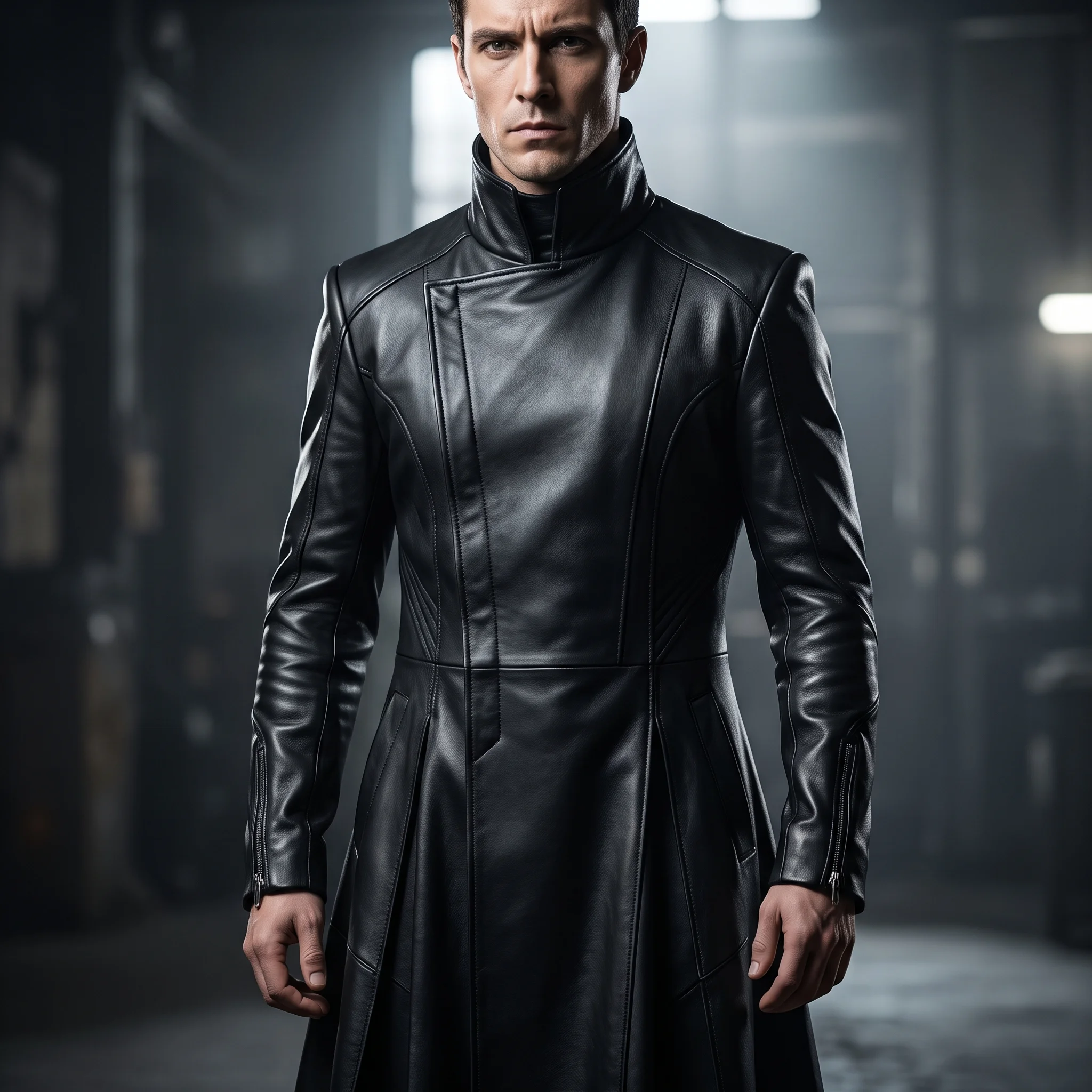 Equilibrium Inspired Cleric Black Long Leather Coat