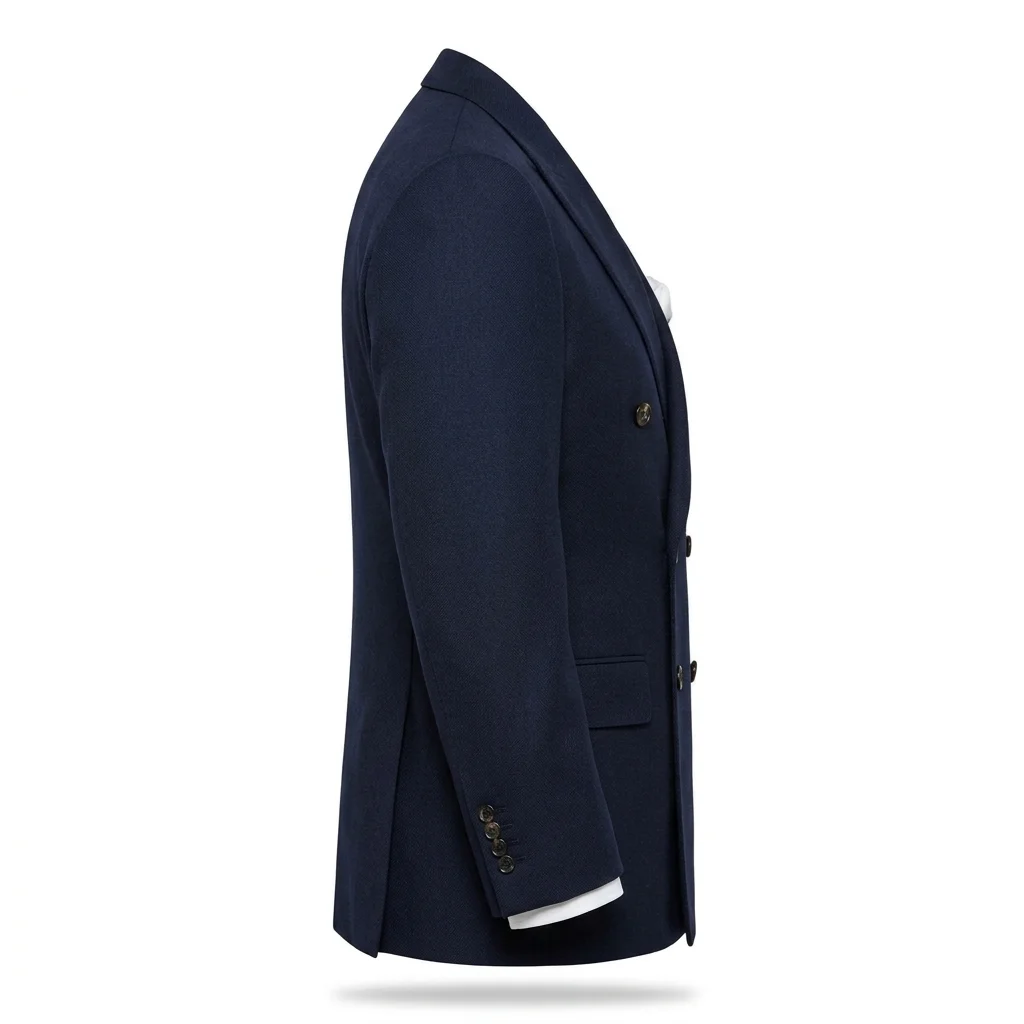 Classic Navy Blue Double-Breasted Suit Jacket & Trousers - Image 3