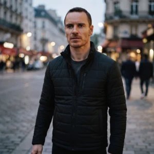 The Killer Michael Fassbender Inspired Black Quilted Jacket