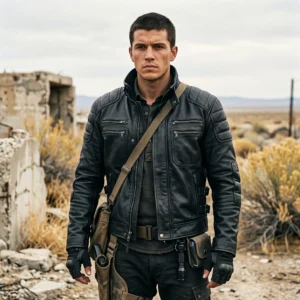 Fallout Maximus Wasteland Inspired Black Tactical Leather Jacket
