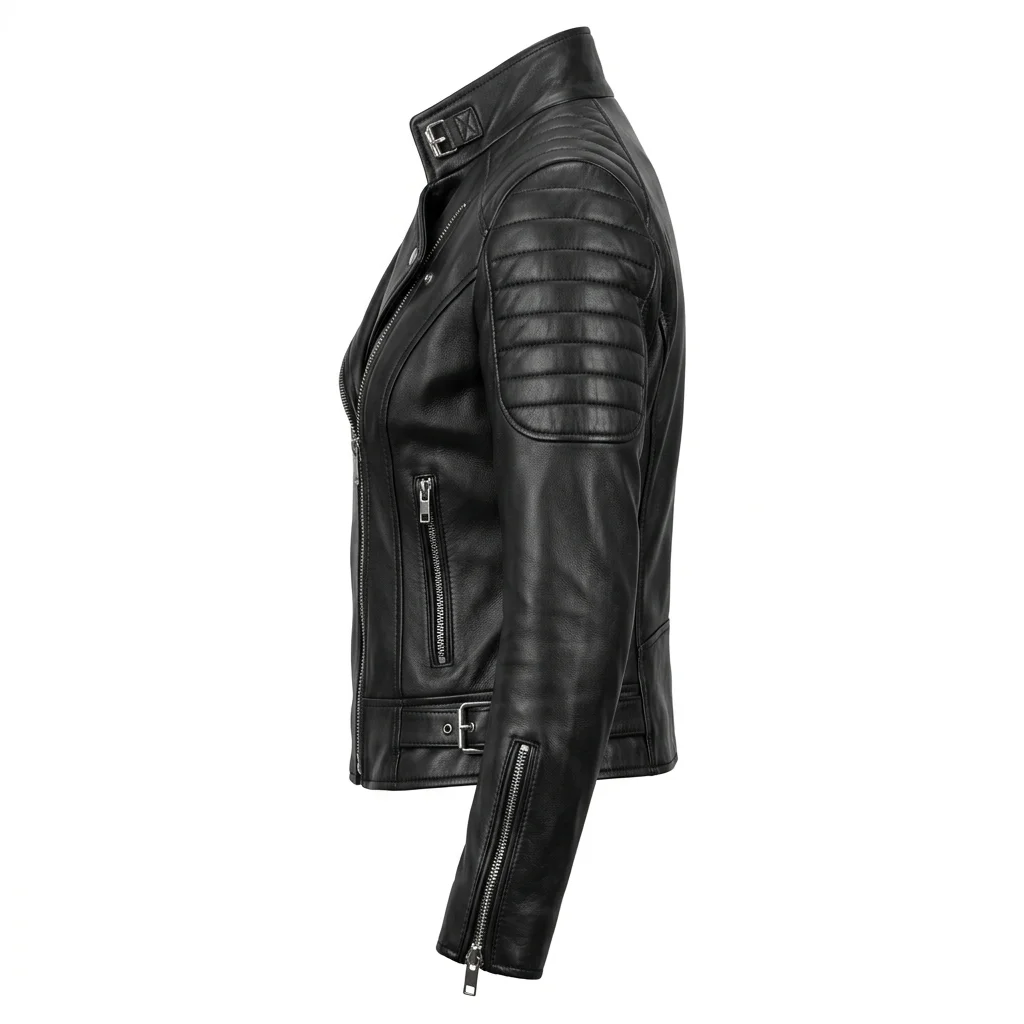 Catwoman Selina Kyle Inspired Black Leather Biker Jacket for Women - Image 5