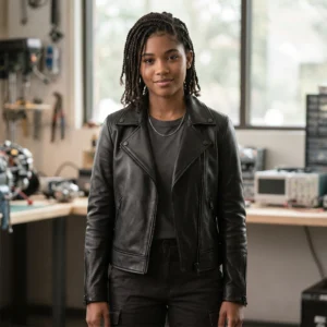 Ironheart Riri Williams Inspired Black Leather Motorcycle Jacket