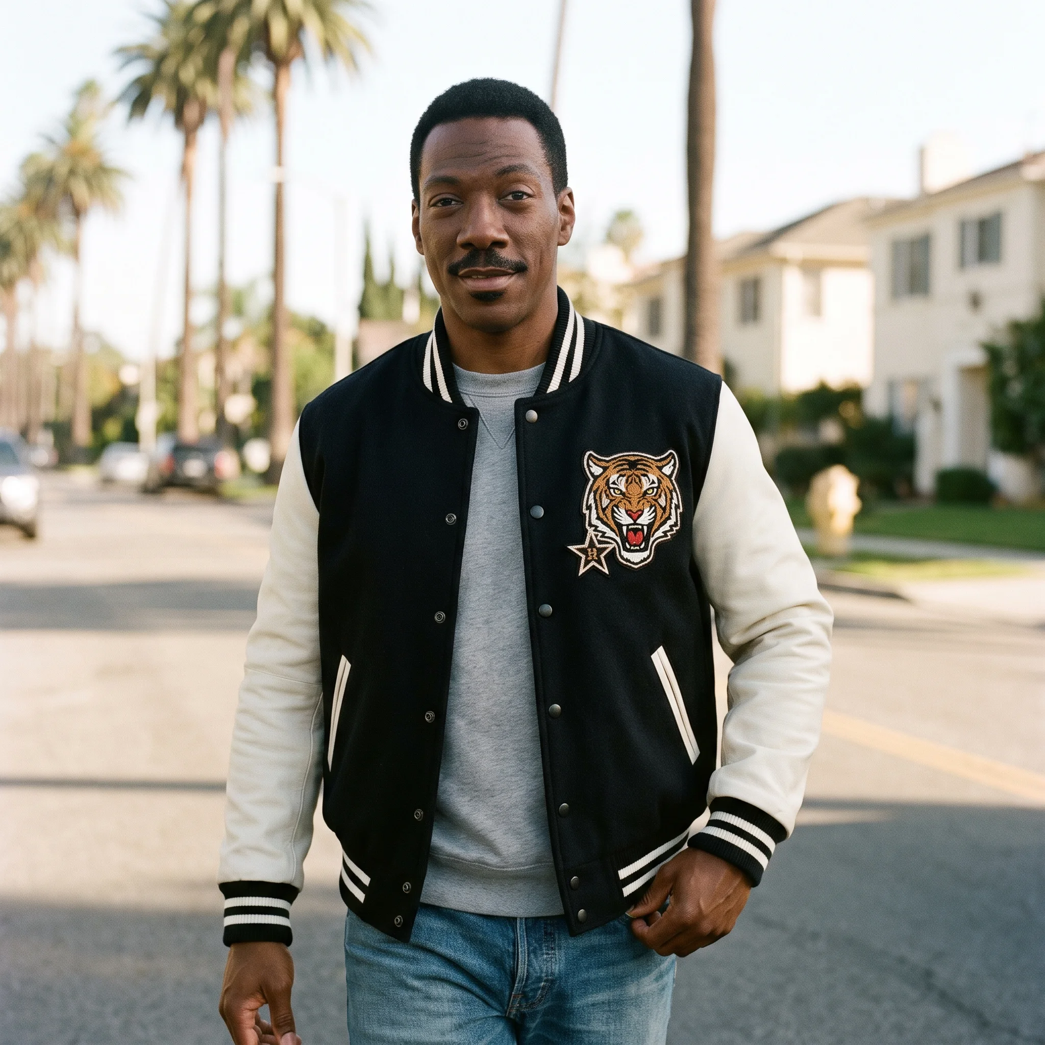 Beverly Hills Cop Axel Foley Inspired Varsity Leather Jacket