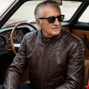 Enzo Heritage Inspired Italian Cafe Racer Brown Leather Jacket