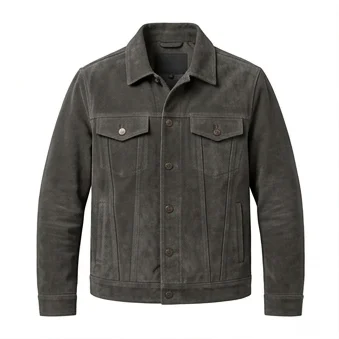 Yellowstone Rip Wheeler Inspired Charcoal Grey Suede Jacket - Image 2