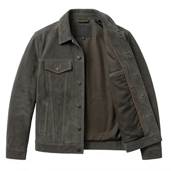 Yellowstone Rip Wheeler Inspired Charcoal Grey Suede Jacket - Image 7