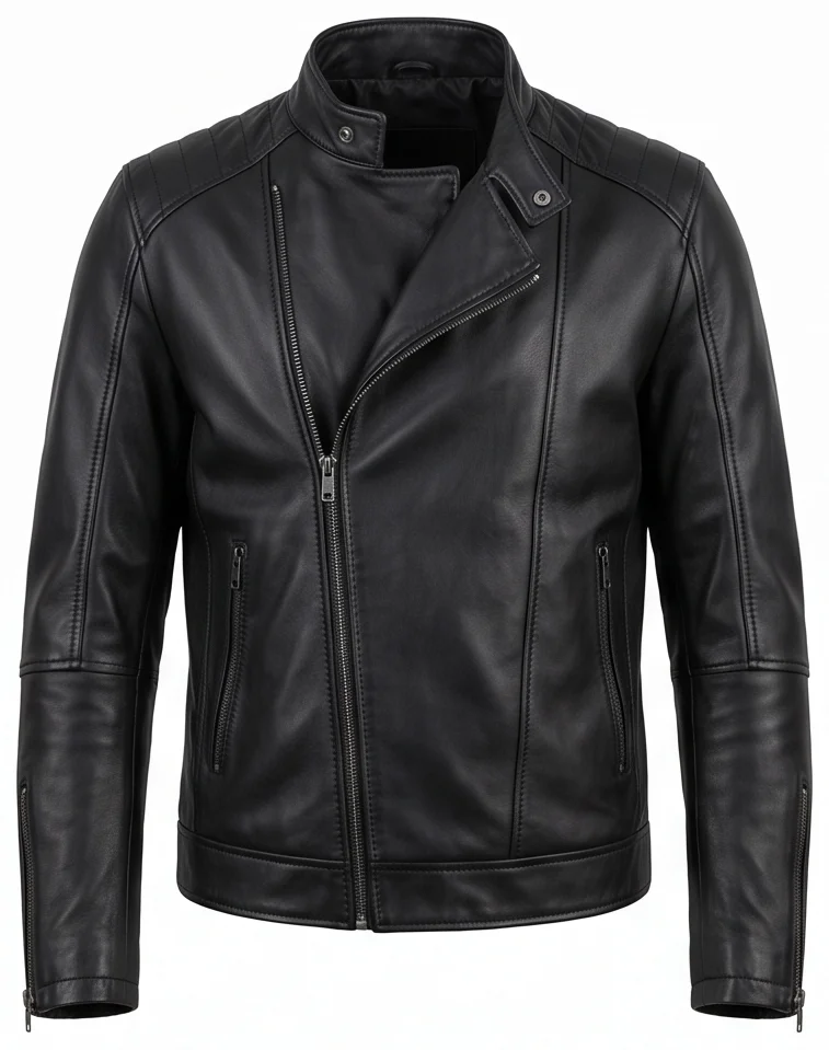 Xavier Thorpe Inspired Wednesday Black Biker Leather Jacket - Image 2