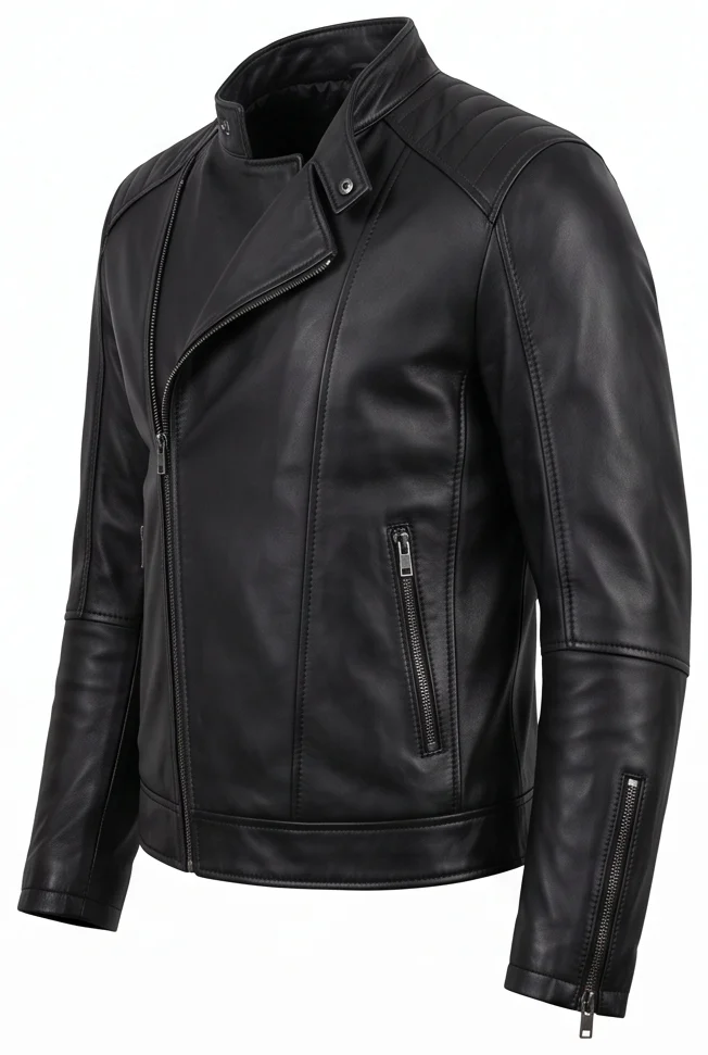 Xavier Thorpe Inspired Wednesday Black Biker Leather Jacket - Image 4