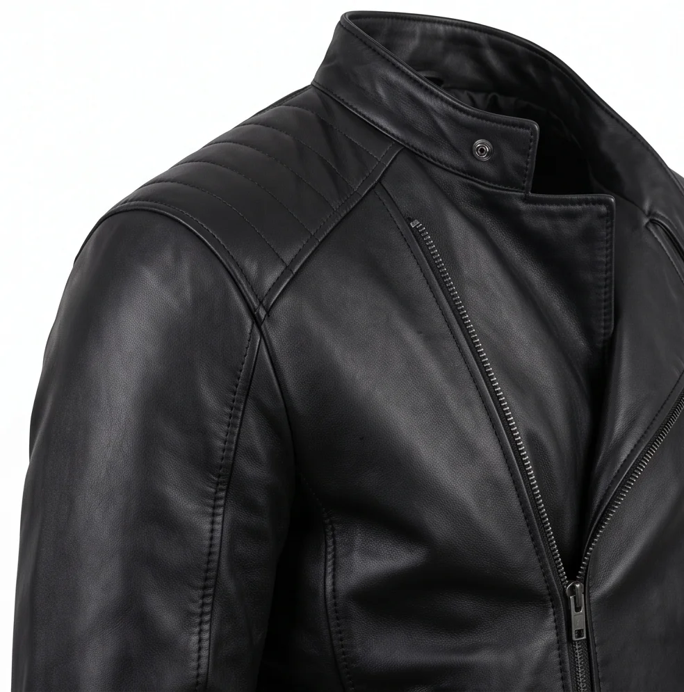 Xavier Thorpe Inspired Wednesday Black Biker Leather Jacket - Image 5