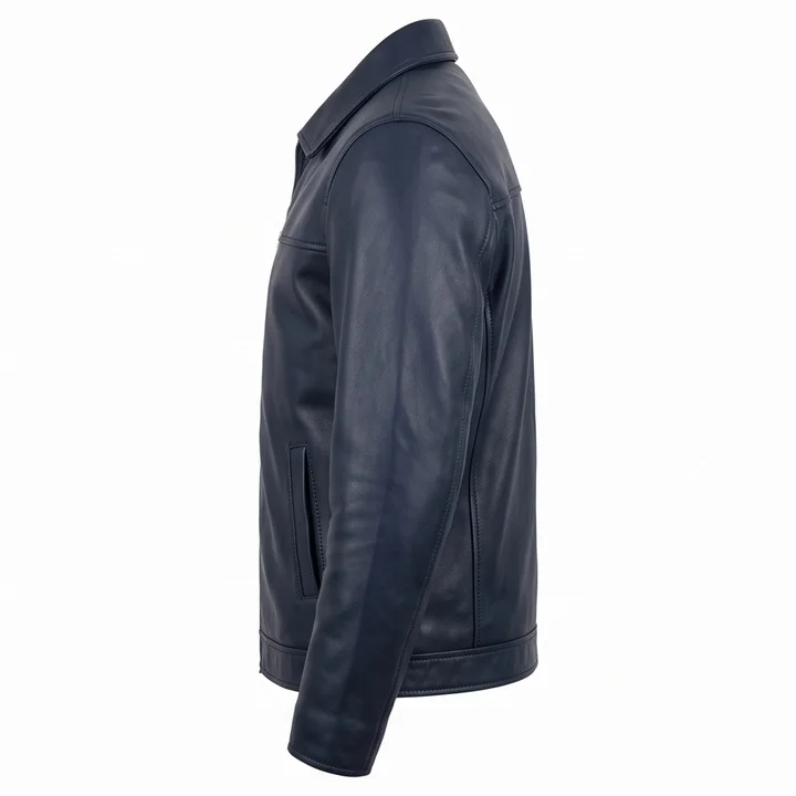 Men's Billy Costigan Inspired Blue Leather Jacket – The Departed Style - Image 5
