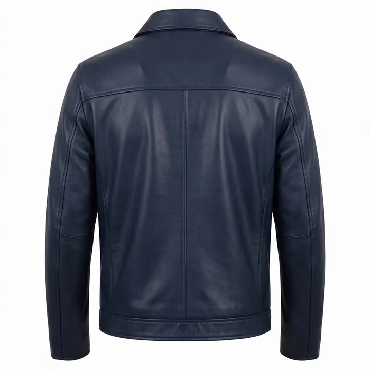 Men's Billy Costigan Inspired Blue Leather Jacket – The Departed Style - Image 3
