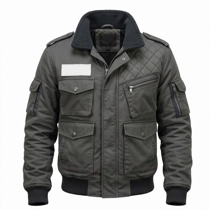 Kyle Reese Inspired Military Tactical Grey Bomber Jacket - Image 3