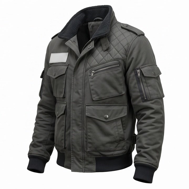 Kyle Reese Inspired Military Tactical Grey Bomber Jacket - Image 5