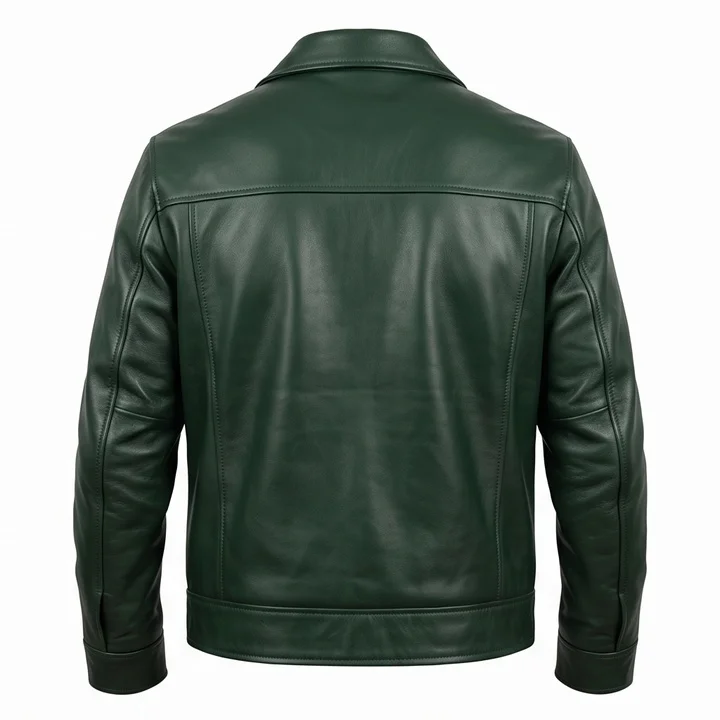 Men's L.A. Confidential Bud White Inspired Dark Green Leather Jacket - Image 4