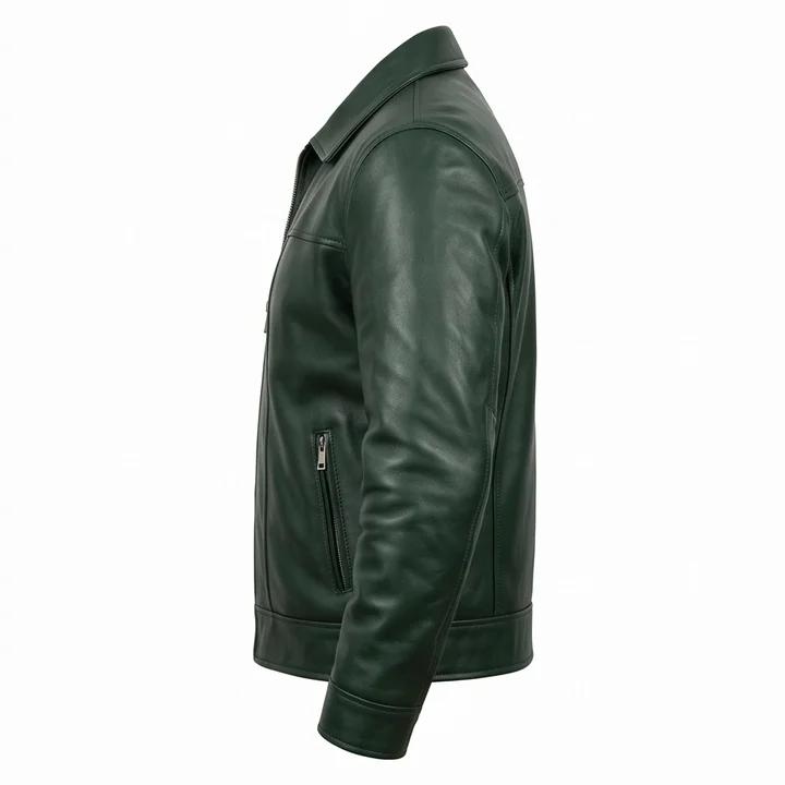 Men's L.A. Confidential Bud White Inspired Dark Green Leather Jacket - Image 2