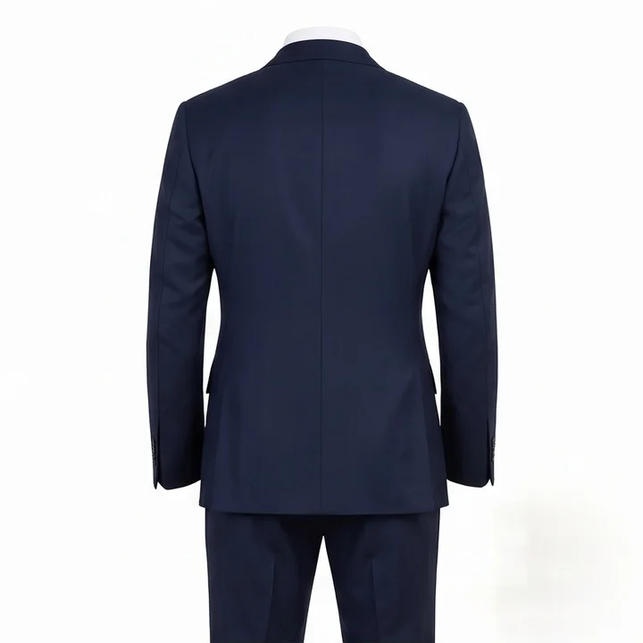 Classic Navy Blue Double-Breasted Suit Jacket & Trousers - Image 5